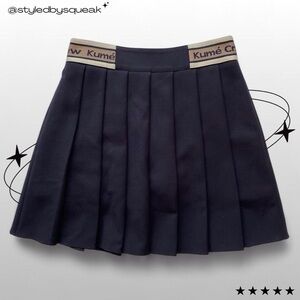 Kume Crew Navy Blue Pleated Mini Skirt Skort Pocket Small
